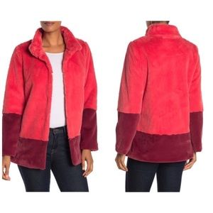 Trina Turk Blanche Two-Tone Faux Fur Coat